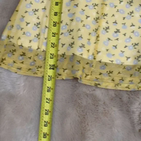 Urban Outfitters Yellow Floral Strappy Sundress Size Large Cottagecore Mini - Picture 14 of 16